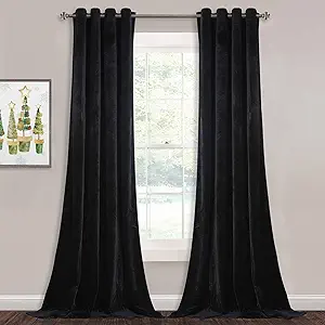 120-Inch Long Black Velvet Curtains